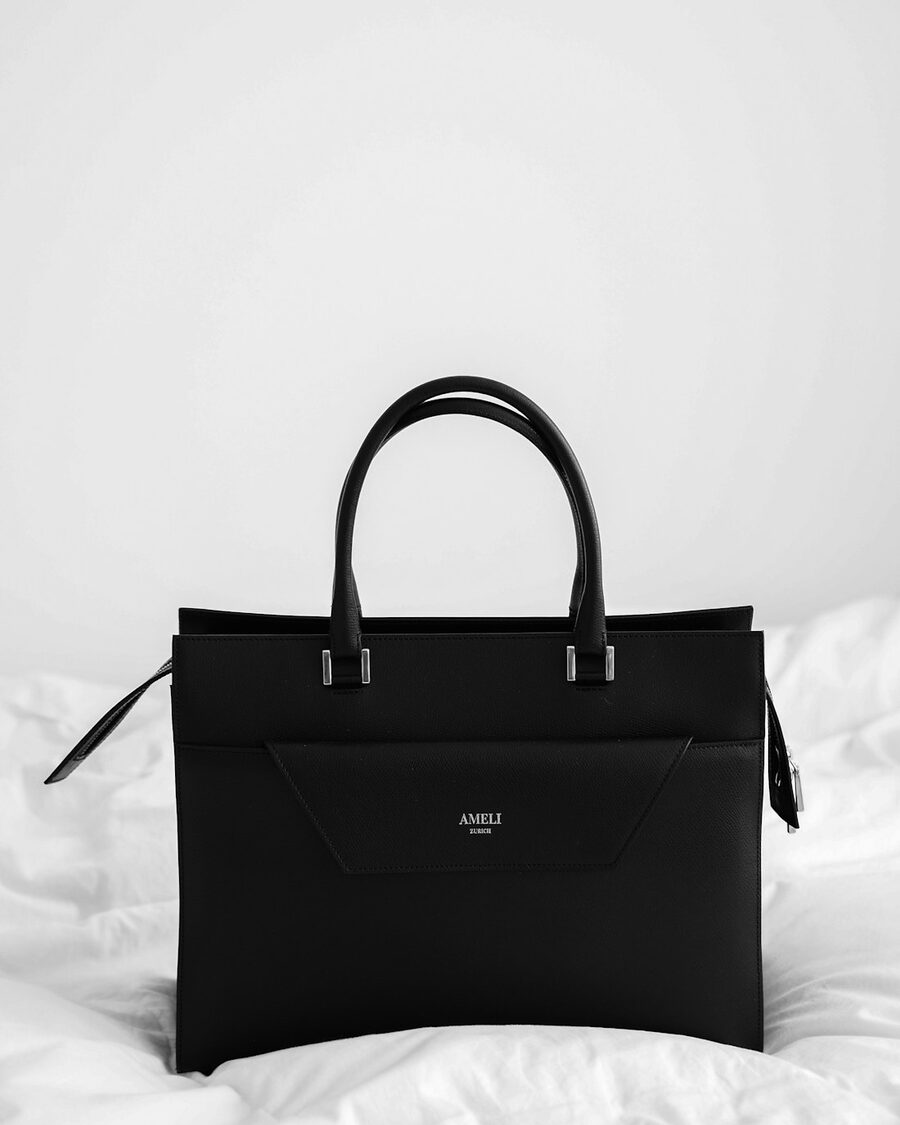 Bolso Tote Negro · Cuero sintético